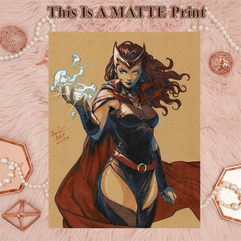 Scarlet Witch Art Illustration Hard Signed 8.5x11in Fine Art PRINT