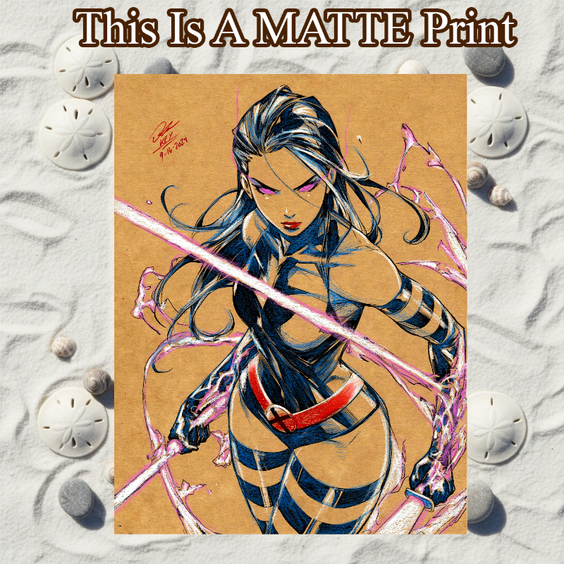 Psylocke Art Illustration Hard Signed 8.5x11in Fine Art PRINT