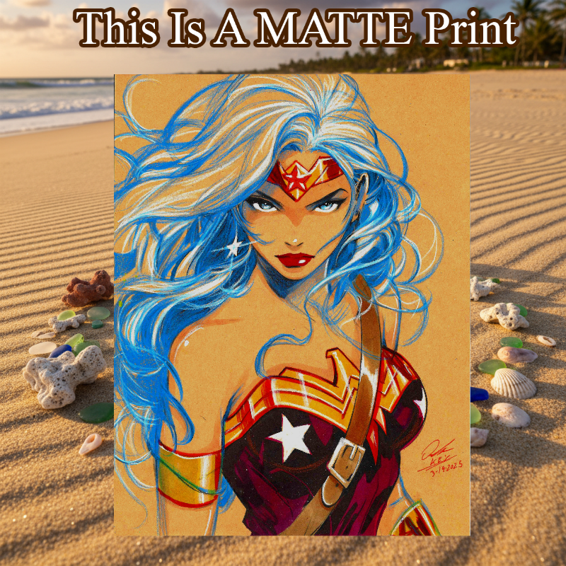 Wonder Woman Art Illustration Hard Signed 8.5x11in Fine Art PRINT
