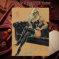 Black Cat Art Illustration Hard Signed 8.5x11in Fine Art PRINT