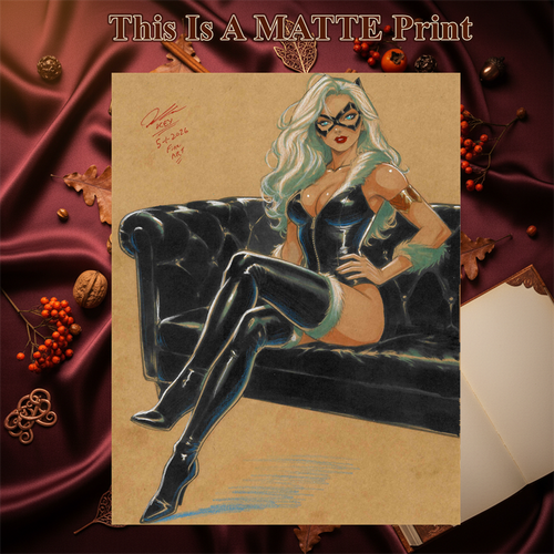 Black Cat Art Illustration Hard Signed 8.5x11in Fine Art PRINT