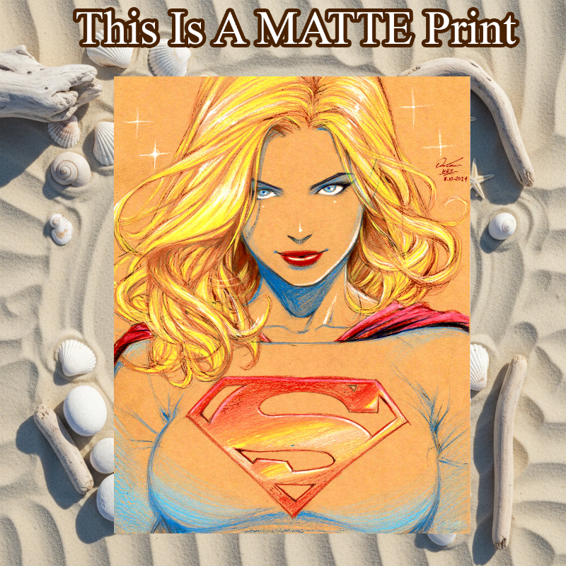 Supergirl Art Illustration Hard Signed 8.5x11in Fine Art PRINT
