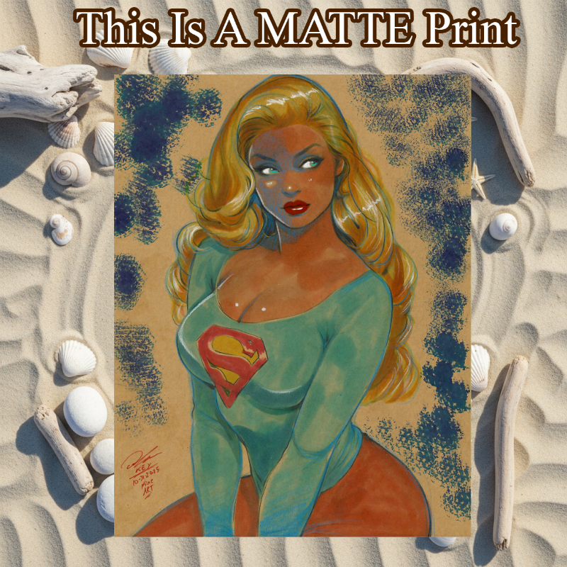 Supergirl Art Illustration Hard Signed 8.5x11in Fine Art PRINT