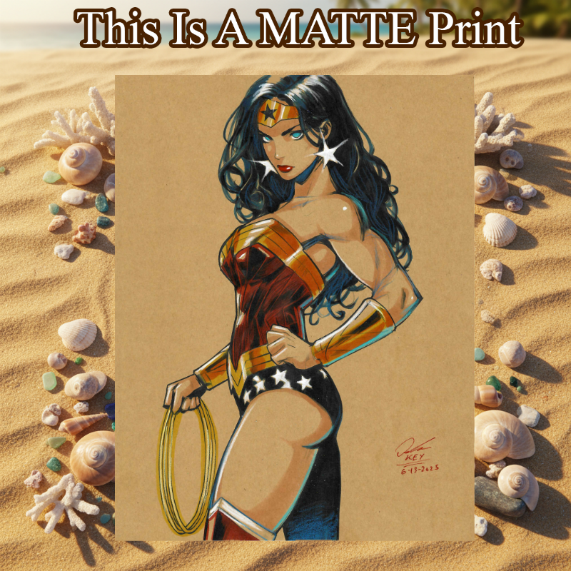 Wonder Woman Art Illustration Hard Signed 8.5x11in Fine Art PRINT