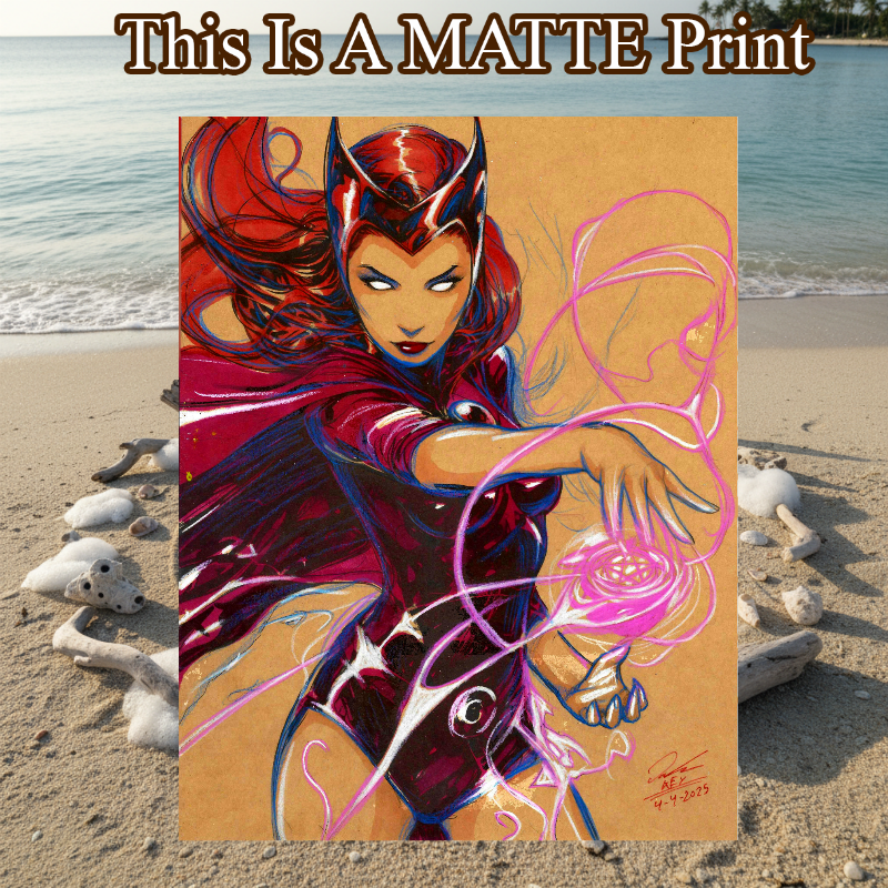 Scarlet Witch Art Illustration Hard Signed 8.5x11in Fine Art PRINT