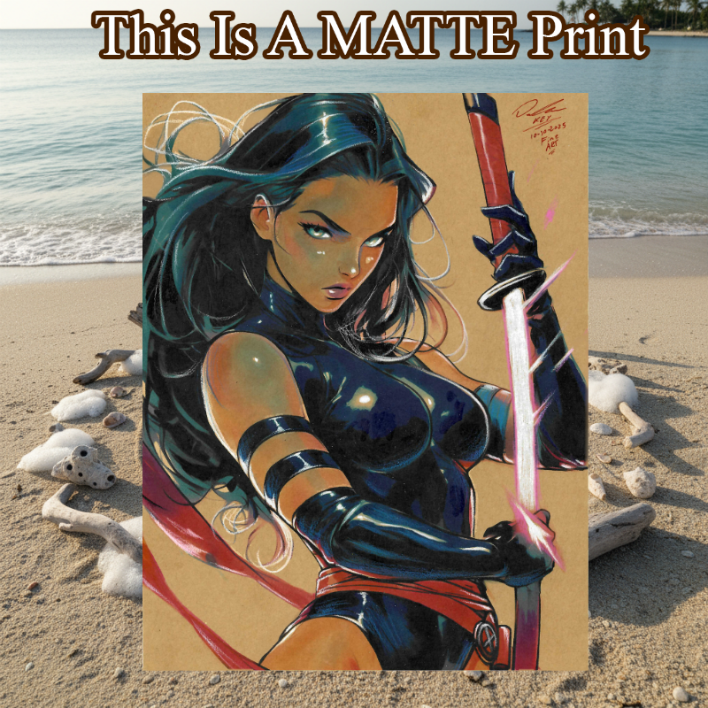 Psylocke Art Illustration Hard Signed 8.5x11in Fine Art PRINT