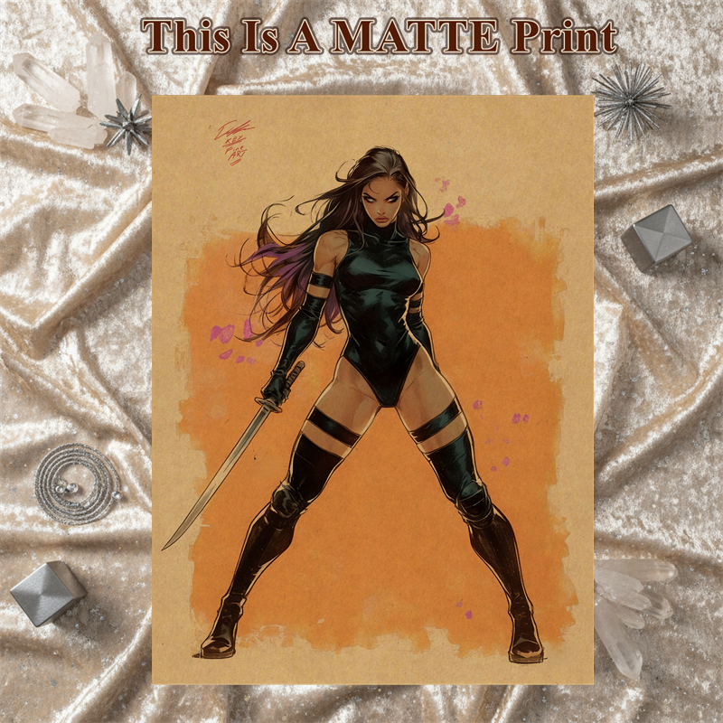 Psylocke Art Illustration Hard Signed 8.5x11in Fine Art PRINT