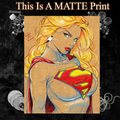 Supergirl Art Illustration Hard Signed 8.5x11in Fine Art PRINT