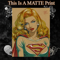 Supergirl Art Illustration Hard Signed 8.5x11in Fine Art PRINT