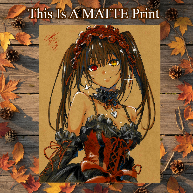 Kurumi Tokisaki Art Illustration Hard Signed 8.5x11in Fine Art PRINT