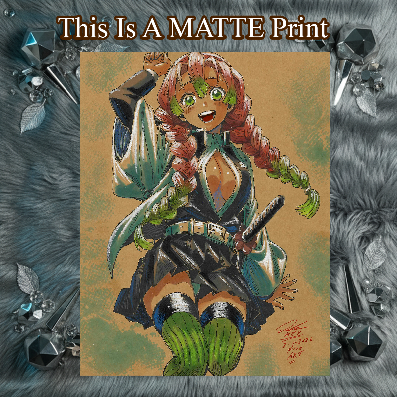 Mitsuri Kanroji Art Illustration Hard Signed 8.5x11in Fine Art PRINT