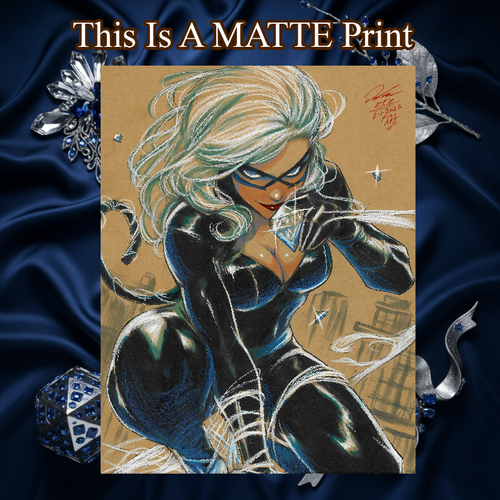 Black Cat Art Illustration Hard Signed 8.5x11in Fine Art PRINT