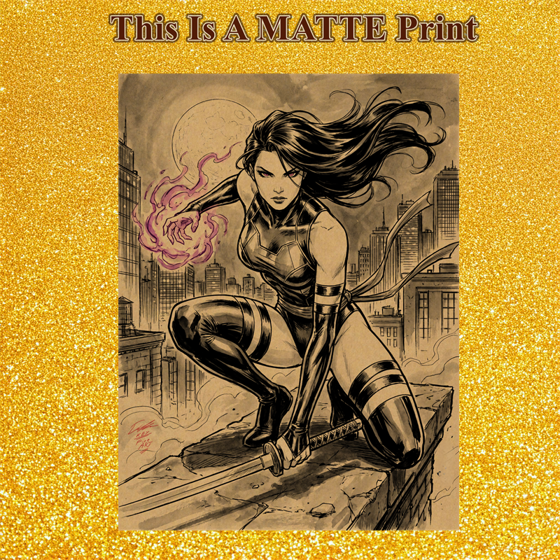 Psylocke Art Illustration Hard Signed 8.5x11in Fine Art PRINT