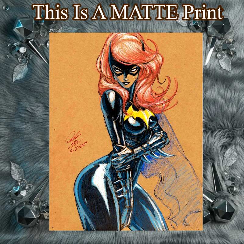 Batgirl Art Illustration Hard Signed 8.5x11in Fine Art PRINT