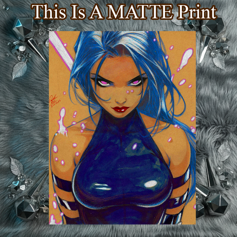 Psylocke Art Illustration Hard Signed 8.5x11in Fine Art PRINT