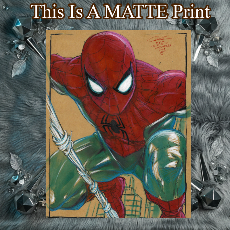 Spider-Man Art Illustration Hard Signed 8.5x11in Fine Art PRINT
