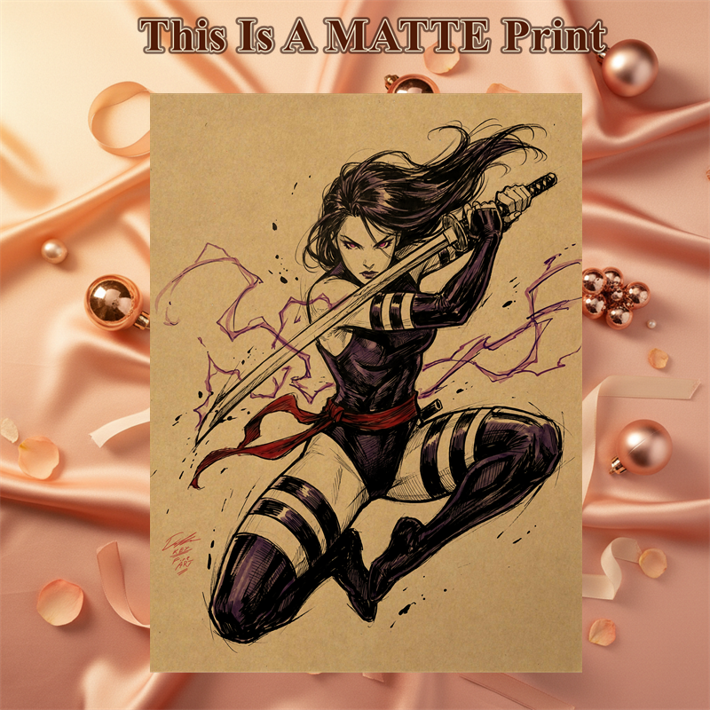 Psylocke Art Illustration Hard Signed 8.5x11in Fine Art PRINT