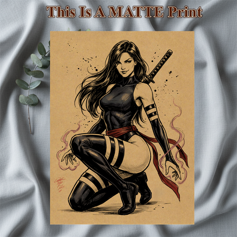 Psylocke Art Illustration Hard Signed 8.5x11in Fine Art PRINT