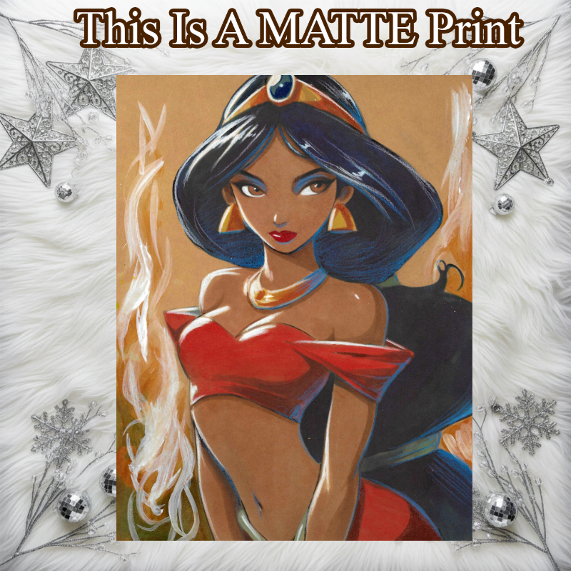 Princess Jasmine Art Illustration Hard Signed 8.5x11in Fine Art PRINT