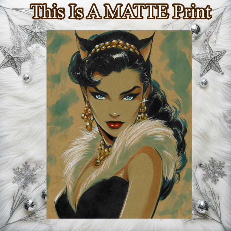 Catwoman Art Illustration Hard Signed 8.5x11in Fine Art PRINT