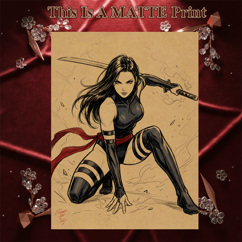 Psylocke Art Illustration Hard Signed 8.5x11in Fine Art PRINT