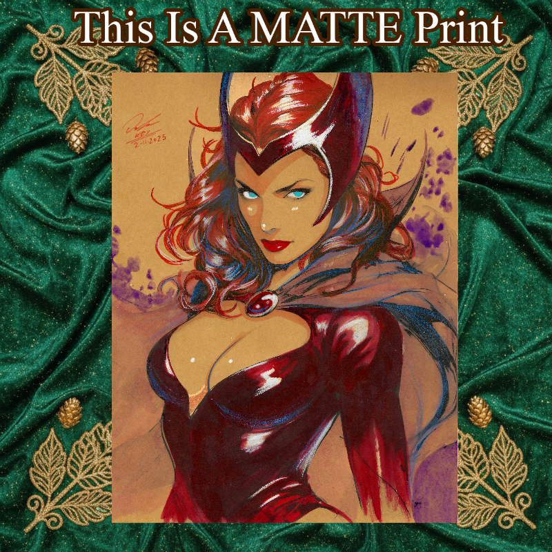 Scarlet Witch Art Illustration Hard Signed 8.5x11in Fine Art PRINT