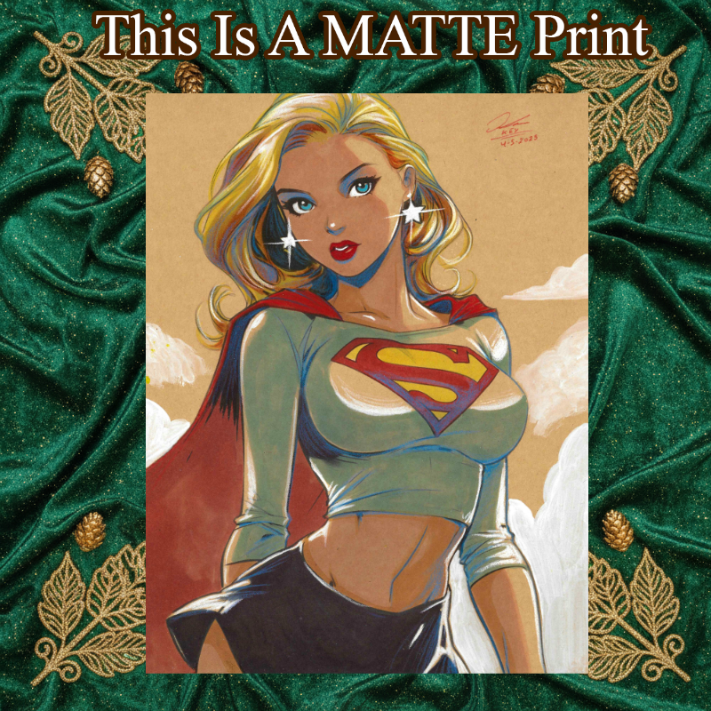 Supergirl Art Illustration Hard Signed 8.5x11in Fine Art PRINT
