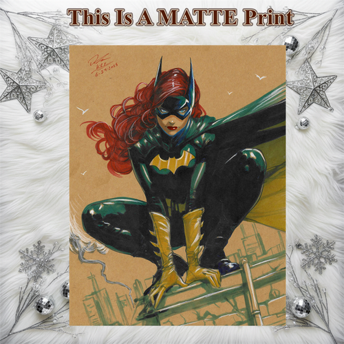 Batgirl Art Illustration Hard Signed 8.5x11in Fine Art PRINT