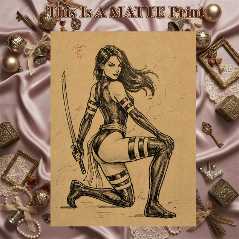 Psylocke Art Illustration Hard Signed 8.5x11in Fine Art PRINT