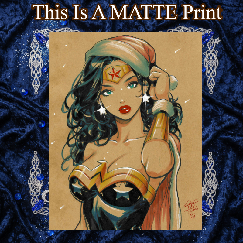 Wonder Woman Art Illustration Hard Signed 8.5x11in Fine Art PRINT