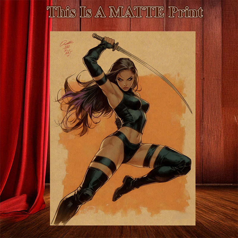 Psylocke Art Illustration Hard Signed 8.5x11in Fine Art PRINT