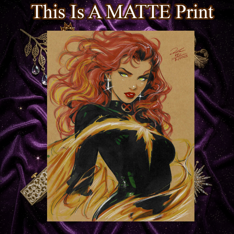 Jean Grey Phoenix Art Illustration Hard Signed 8.5x11in Fine Art PRINT