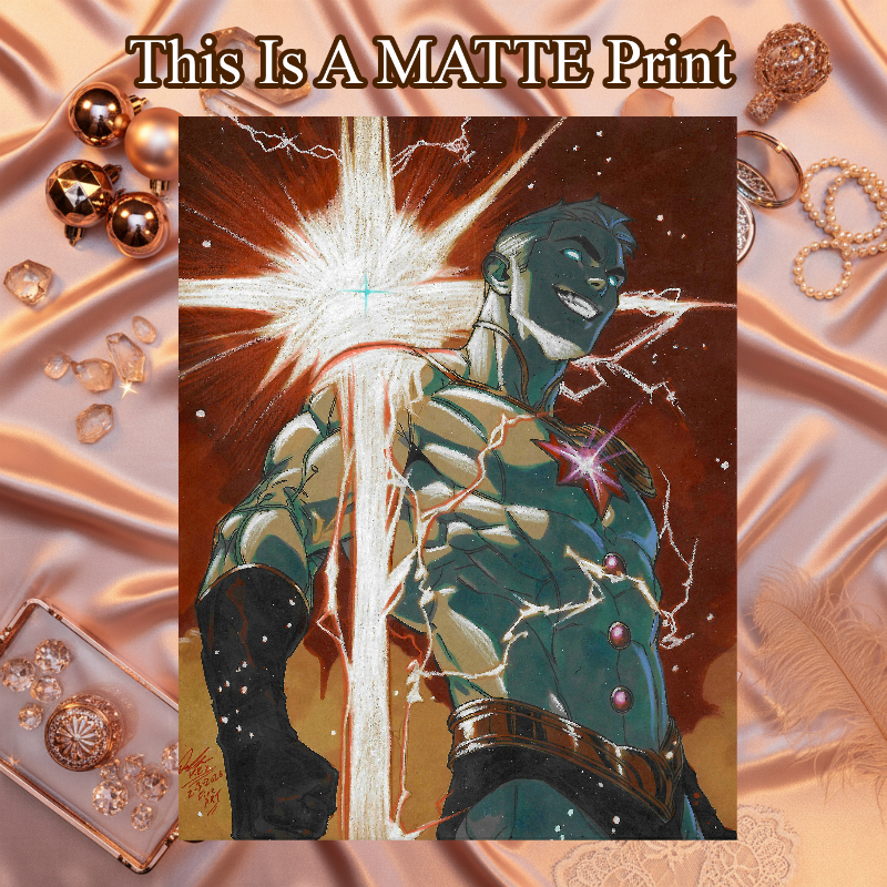 Captain Atom Art Illustration Hard Signed 8.5x11in Fine Art PRINT