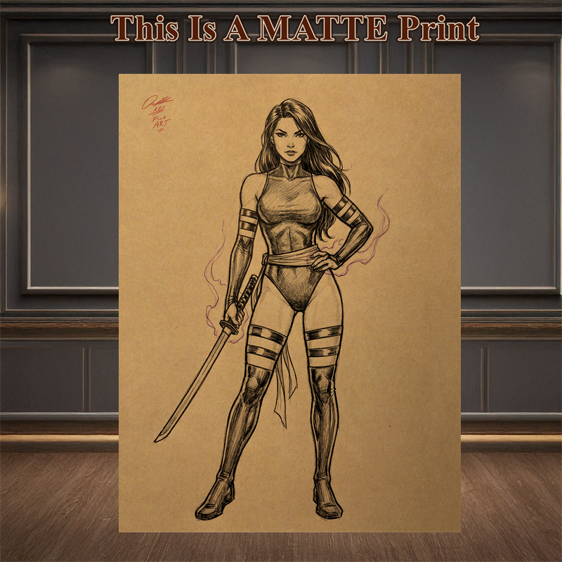 Psylocke Art Illustration Hard Signed 8.5x11in Fine Art PRINT