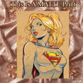 Supergirl Art Illustration Hard Signed 8.5x11in Fine Art PRINT