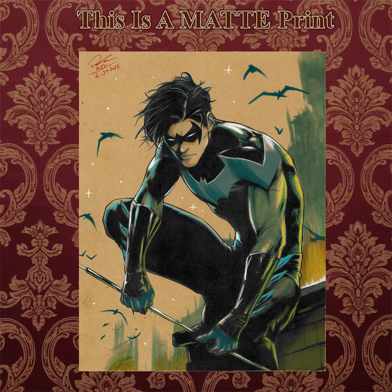 Nightwing Art Illustration Hard Signed 8.5x11in Fine Art PRINT