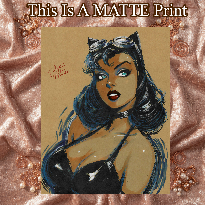 Catwoman Art Illustration Hard Signed 8.5x11in Fine Art PRINT