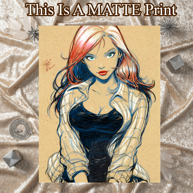 Mary Jane Art Illustration Hard Signed 8.5x11in Fine Art PRINT