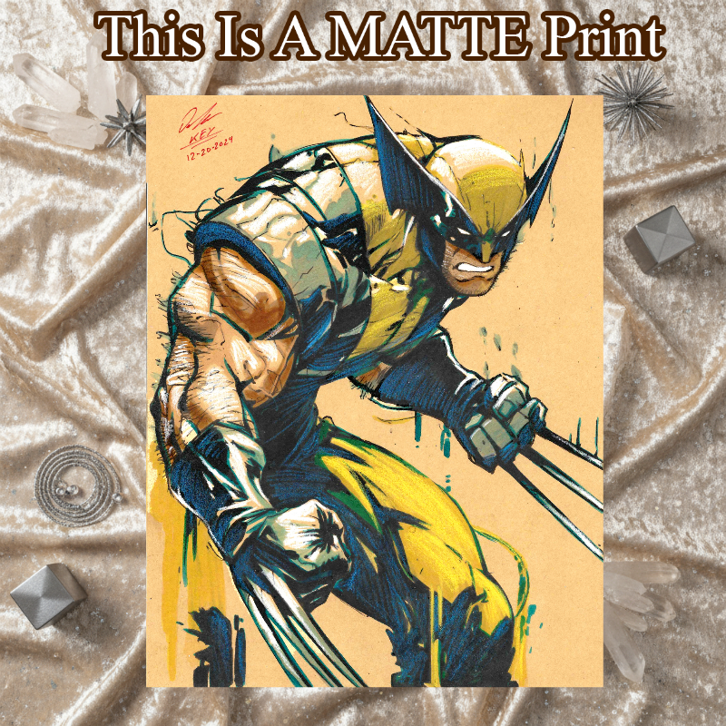 Wolverine Art Illustration Hard Signed 8.5x11in Fine Art PRINT