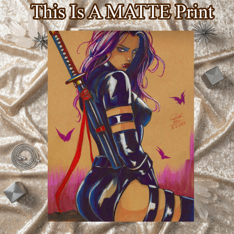 Psylocke Art Illustration Hard Signed 8.5x11in Fine Art PRINT