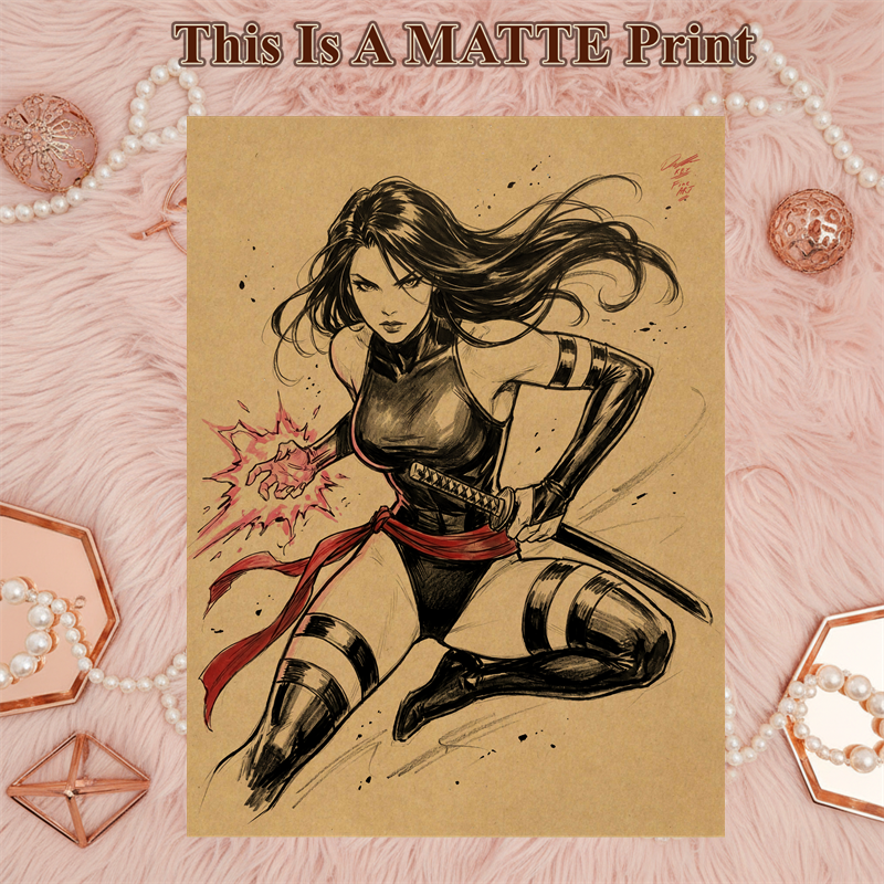 Psylocke Art Illustration Hard Signed 8.5x11in Fine Art PRINT
