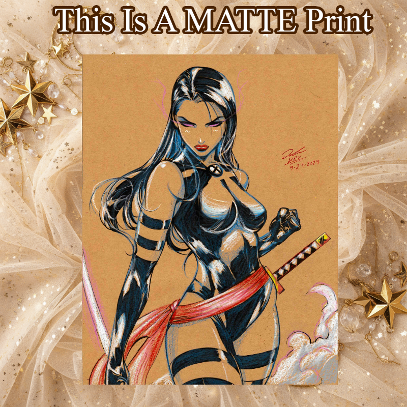 Psylocke Art Illustration Hard Signed 8.5x11in Fine Art PRINT