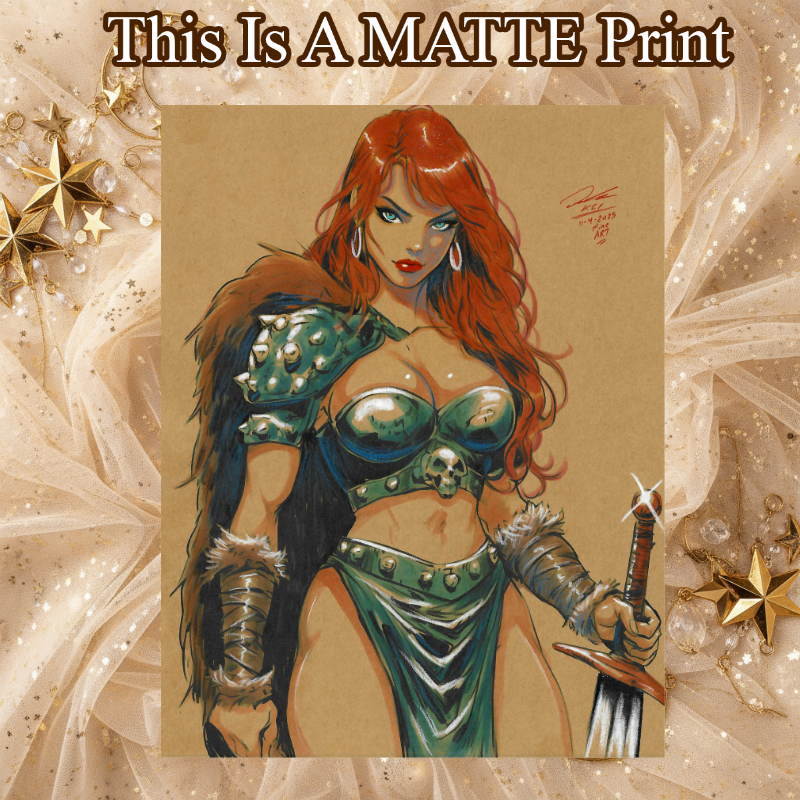 Red Sonja Art Illustration Hard Signed 8.5x11in Fine Art PRINT