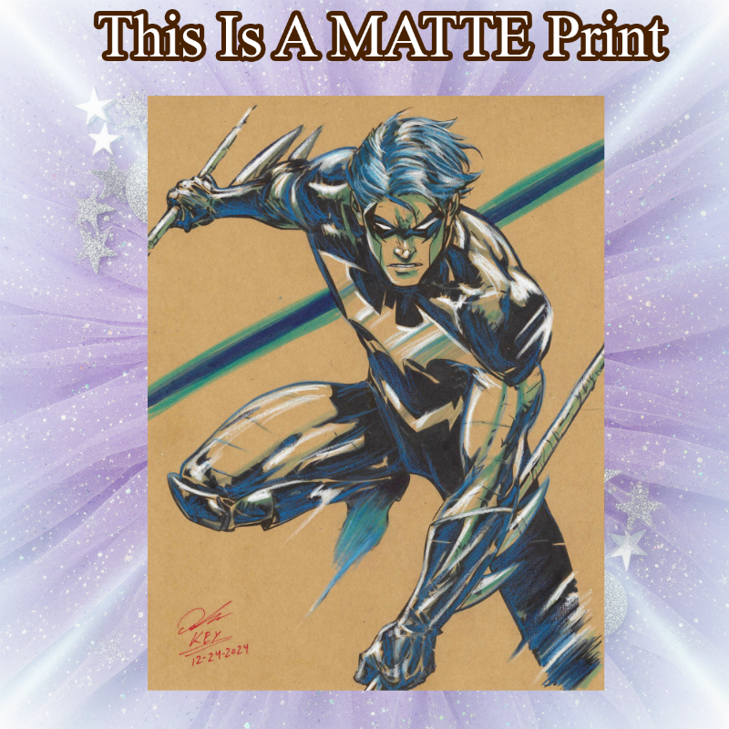 Nightwing Art Illustration Hard Signed 8.5x11in Fine Art PRINT