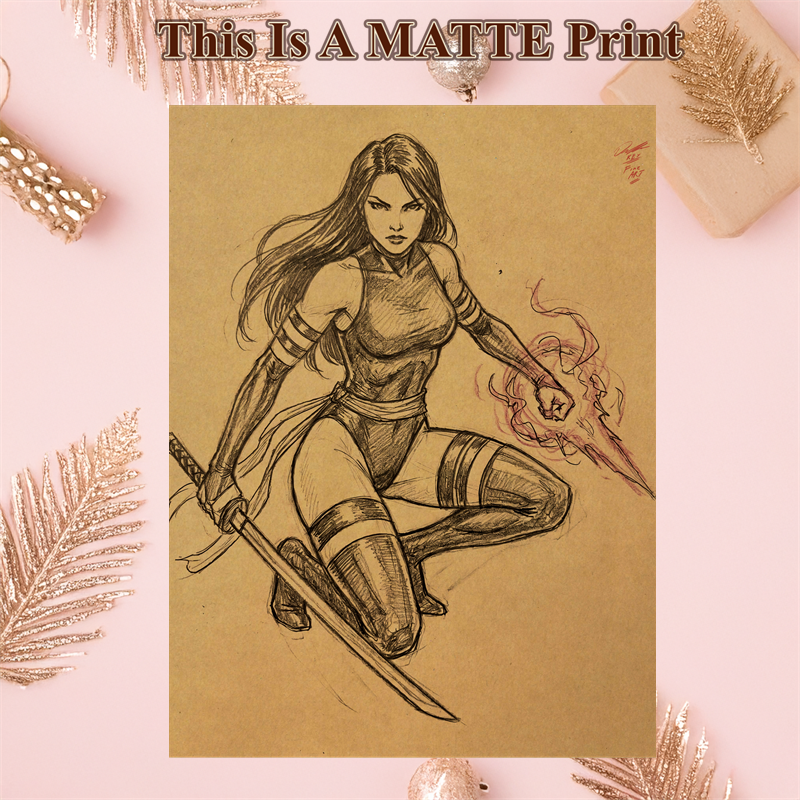 Psylocke Art Illustration Hard Signed 8.5x11in Fine Art PRINT