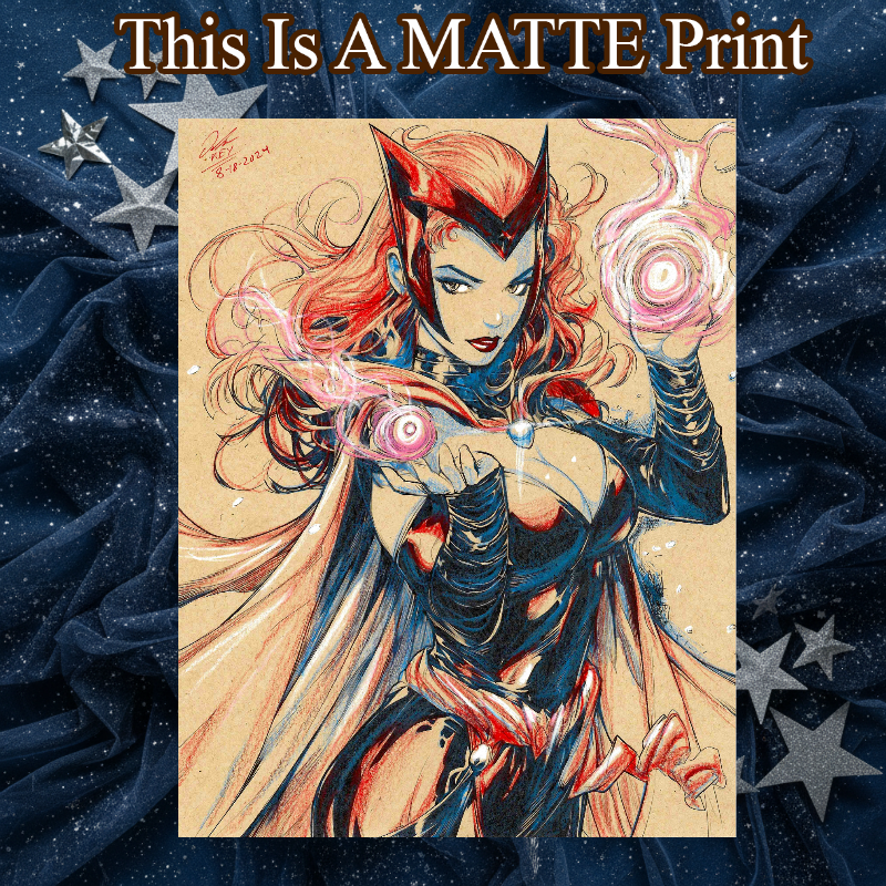 Scarlet Witch Art Illustration Hard Signed 8.5x11in Fine Art PRINT