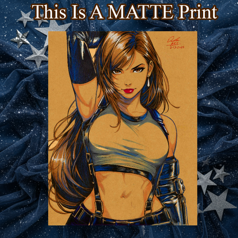 Tifa Lockhart Art Illustration Hard Signed 8.5x11in Fine Art PRINT