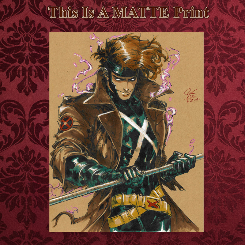 Gambit Art Illustration Hard Signed 8.5x11in Fine Art PRINT