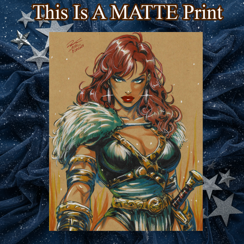 Red Sonja Art Illustration Hard Signed 8.5x11in Fine Art PRINT
