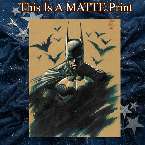 Batman Art Illustration Hard Signed 8.5x11in Fine Art PRINT